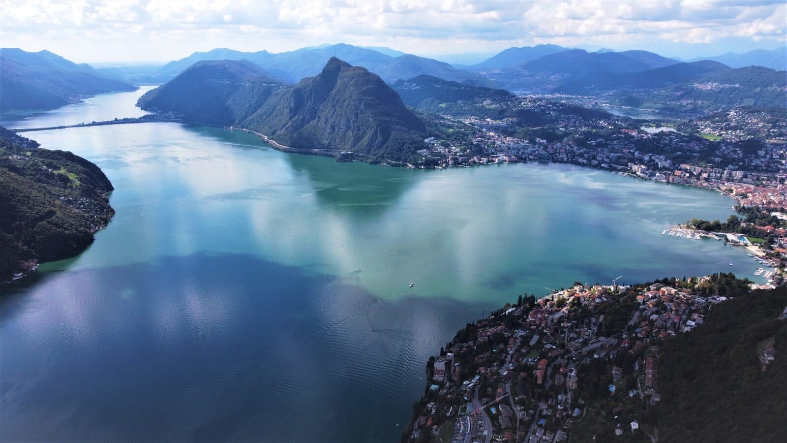 Lake Lugano and Monte San Salvatore seen from Monte Brè